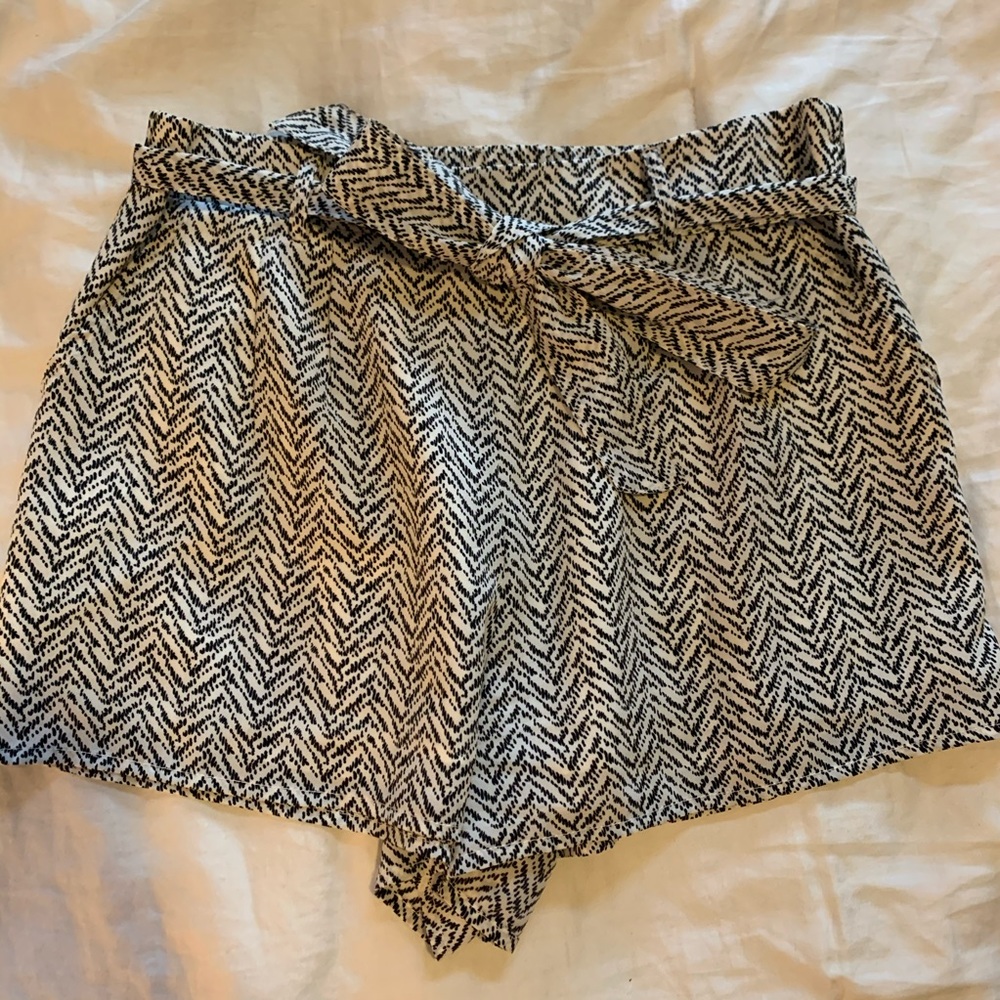 Women’s black and white silk shorts